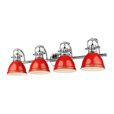 Yep by Golden Lighting Duncan 4-light Vanity in Chrome and Red shade - - Golden Lighting