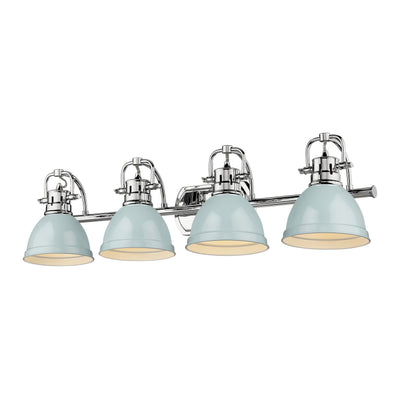 Yep by Golden Lighting Duncan 4-light Vanity in Chrome and Seafoam shade - - Golden Lighting