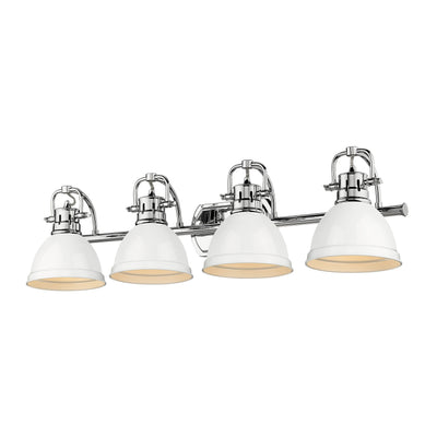 Yep by Golden Lighting Duncan 4-light Vanity in Chrome and White shade - - Golden Lighting
