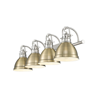 Duncan 4-Light Bath Vanity in Pewter with Aged Brass - Pewter / Aged Brass / Gold - Golden Lighting