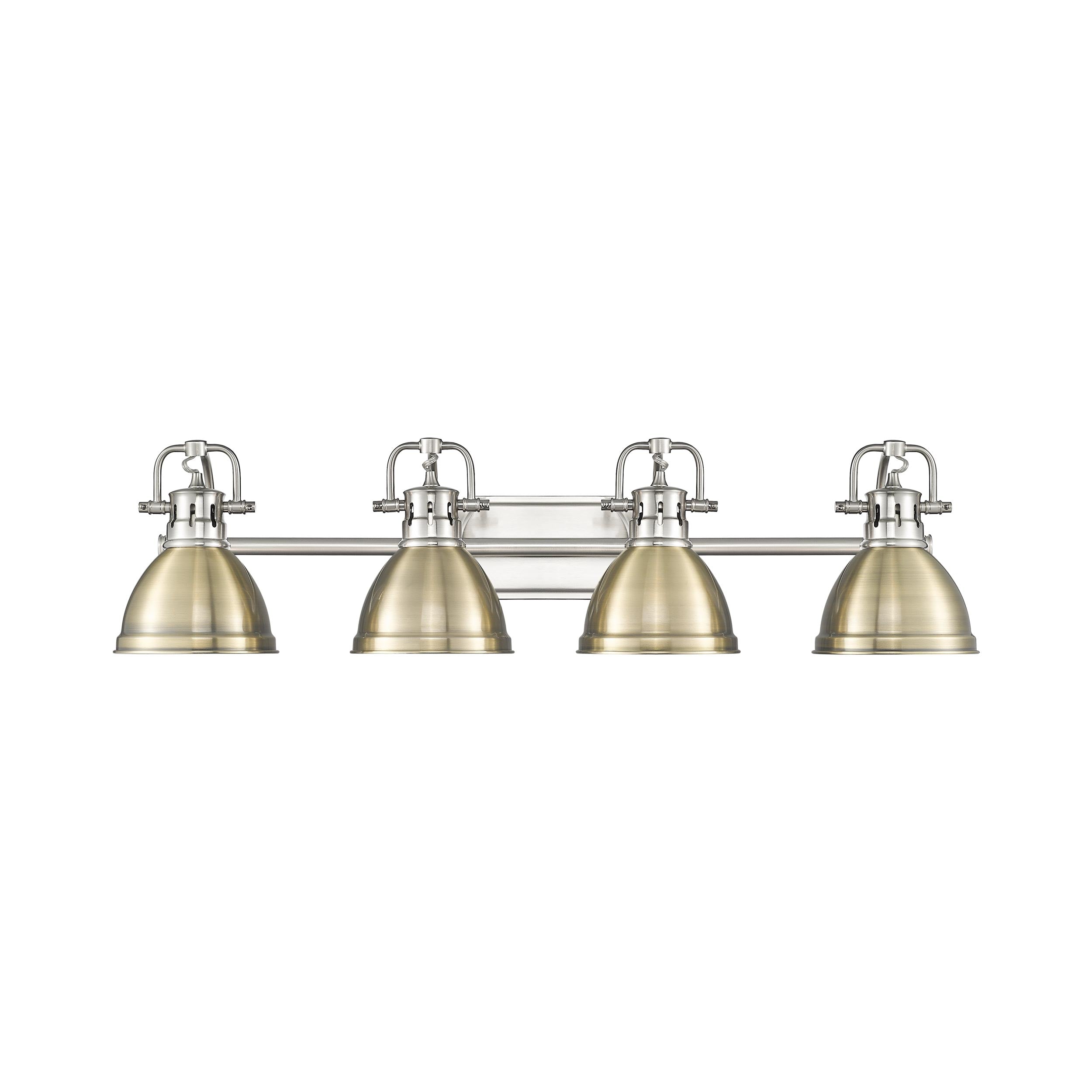 Duncan 4-Light Bath Vanity in Pewter with Aged Brass - - Golden Lighting