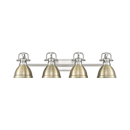 Duncan 4-Light Bath Vanity in Pewter with Aged Brass - - Golden Lighting