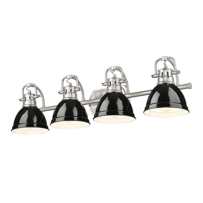 Yep by Golden Lighting Duncan 4-light Vanity in Pewter and Black shade - - Golden Lighting