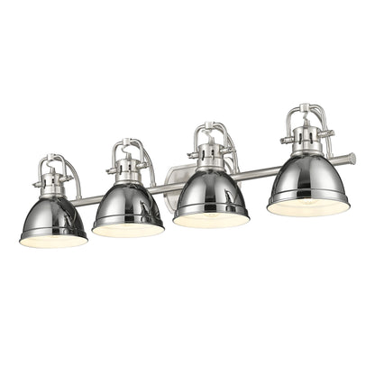 Yep by Golden Lighting Duncan 4-light Vanity in Pewter and Chrome shade