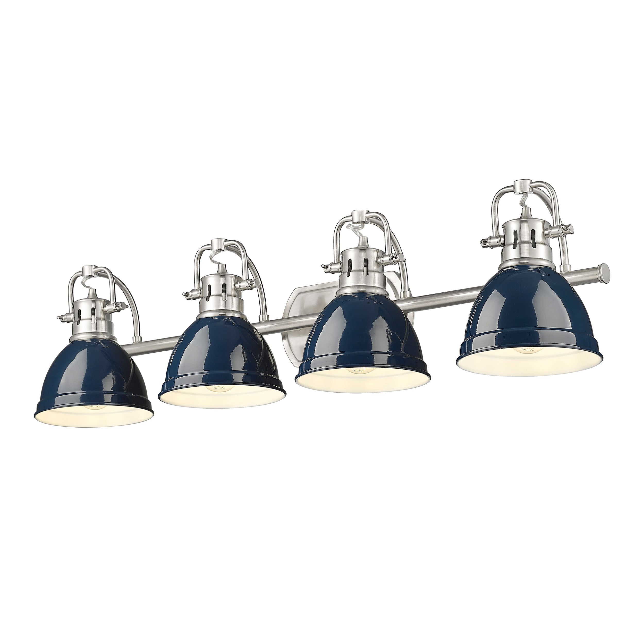 Yep by Golden Lighting Duncan 4-light Vanity in Pewter and Navy Blue shade