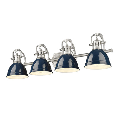 Yep by Golden Lighting Duncan 4-light Vanity in Pewter and Navy Blue shade - - Golden Lighting