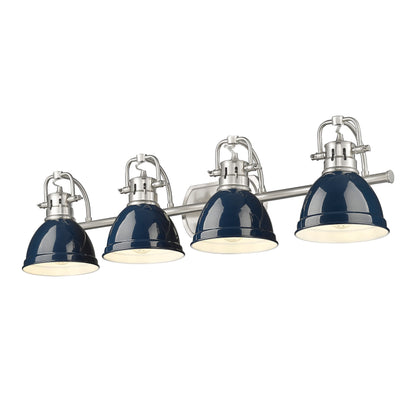 Yep by Golden Lighting Duncan 4-light Vanity in Pewter and Navy Blue shade