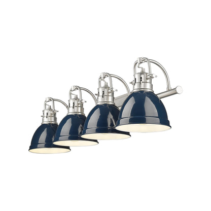 Duncan 4-Light Bath Vanity in Pewter with Matte Navy - Pewter / Navy Blue / Blue - Golden Lighting