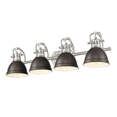 Yep by Golden Lighting Duncan 4-light Vanity in Pewter and Rubbed Bronze shade - - Golden Lighting