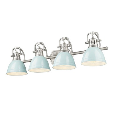Yep by Golden Lighting Duncan 4-light Vanity in Pewter and Seafoam shade - - Golden Lighting