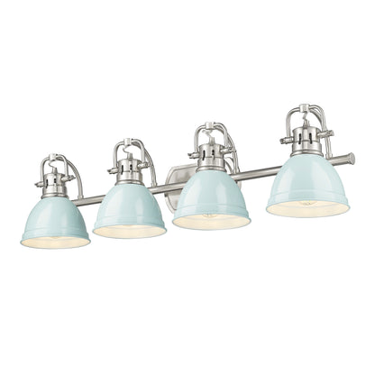 Yep by Golden Lighting Duncan 4-light Vanity in Pewter and Seafoam shade