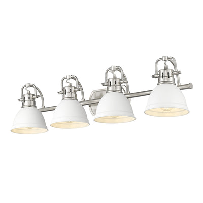 Yep by Golden Lighting Duncan 4-light Vanity in Pewter and Matte White shade - - Golden Lighting