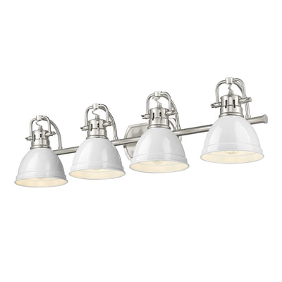 Yep by Golden Lighting Duncan 4-light Vanity in Pewter and White shade - - Golden Lighting