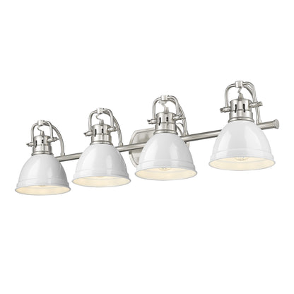 Yep by Golden Lighting Duncan 4-light Vanity in Pewter and White shade
