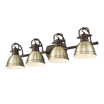 Yep by Golden Lighting Duncan 4-light Vanity in Rubbed Bronze and Aged Brass shade - - Golden Lighting