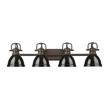 Duncan 4-Light Bath Vanity in Rubbed Bronze with Black - - Golden Lighting