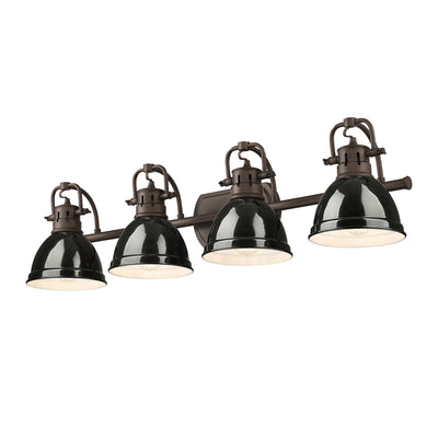 Yep by Golden Lighting Duncan 4-light Vanity in Rubbed Bronze and Black shade - - Golden Lighting