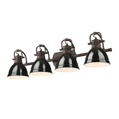 Yep by Golden Lighting Duncan 4-light Vanity in Rubbed Bronze and Black shade