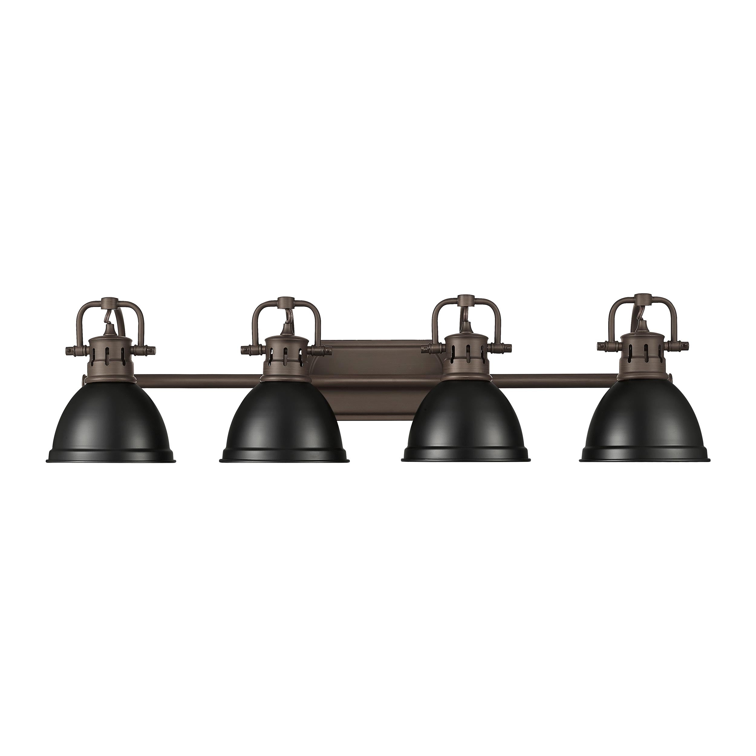 Duncan 4-Light Bath Vanity in Rubbed Bronze with Matte Black - - Golden Lighting