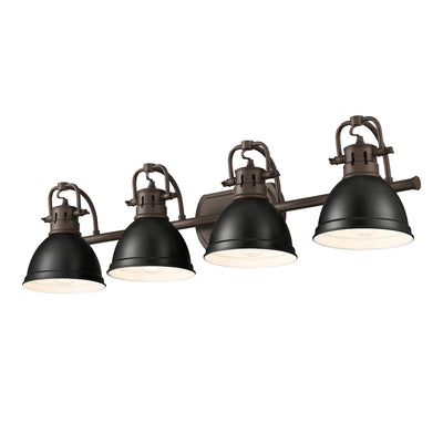 Yep by Golden Lighting Duncan 4-light Vanity in Rubbed Bronze and Matte Black shade - - Golden Lighting