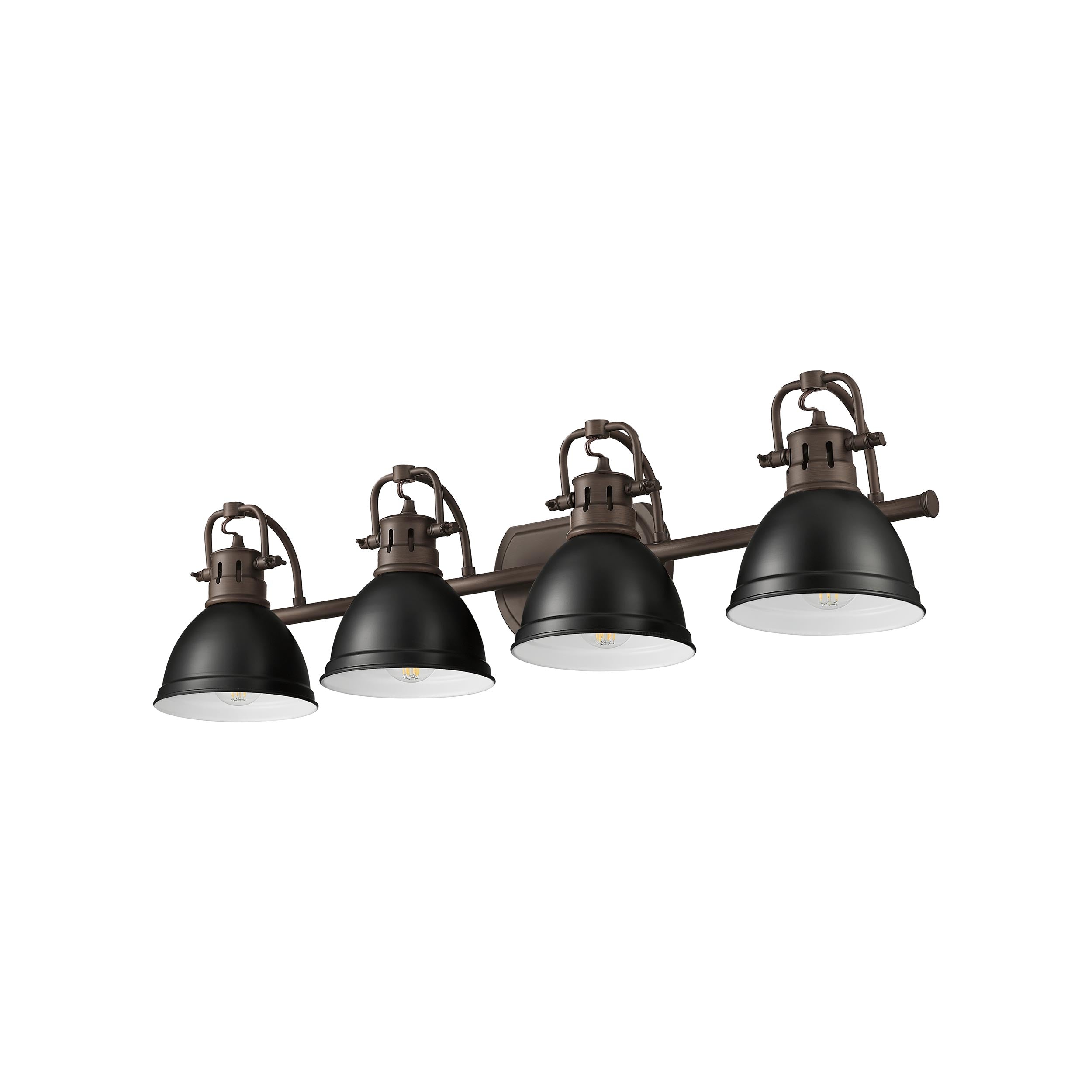 Yep by Golden Lighting Duncan 4-light Vanity in Rubbed Bronze and Matte Black shade