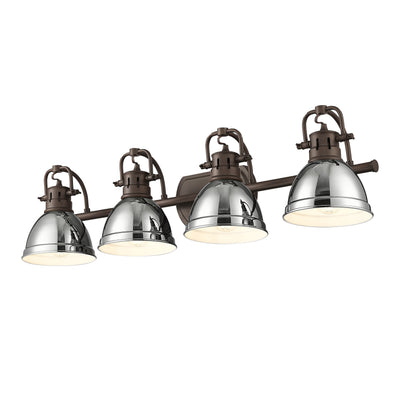 Yep by Golden Lighting Duncan 4-light Vanity in Rubbed Bronze and Chrome shade - - Golden Lighting