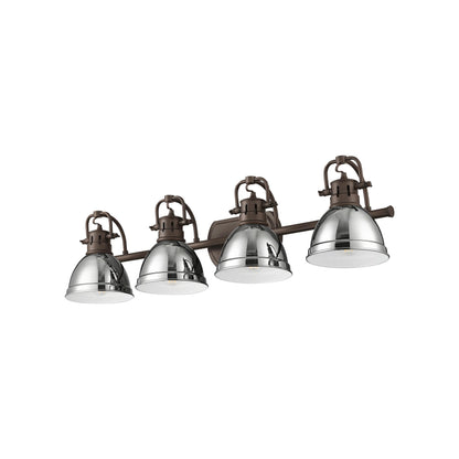 Yep by Golden Lighting Duncan 4-light Vanity in Rubbed Bronze and Chrome shade