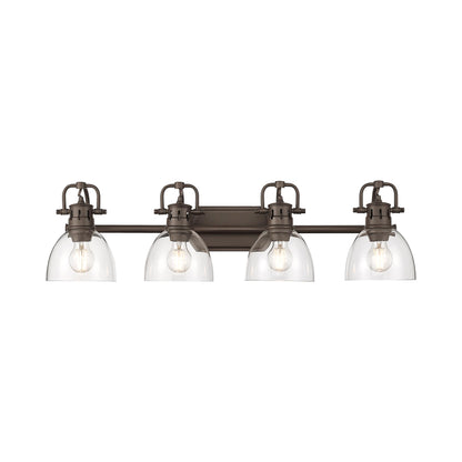 Duncan 4-Light Bath Vanity in Rubbed Bronze with Clear Glass - - Golden Lighting