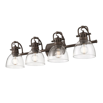 Yep by Golden Lighting Duncan 4-light Vanity in Rubbed Bronze and Clear Glass - - Golden Lighting
