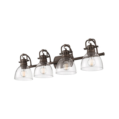 Yep by Golden Lighting Duncan 4-light Vanity in Rubbed Bronze and Clear Glass