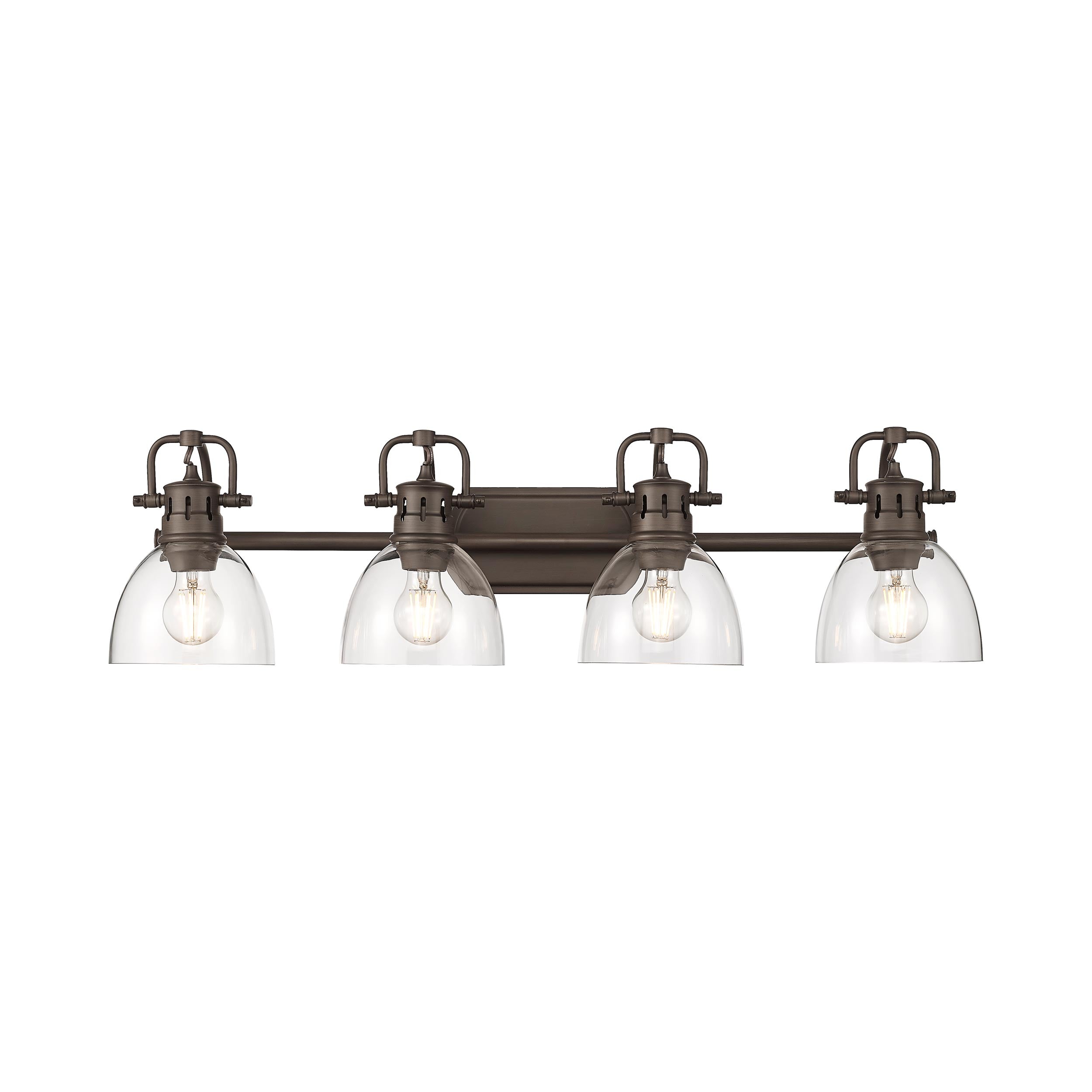 Duncan 4-Light Bath Vanity in Rubbed Bronze with Clear Glass - - Golden Lighting