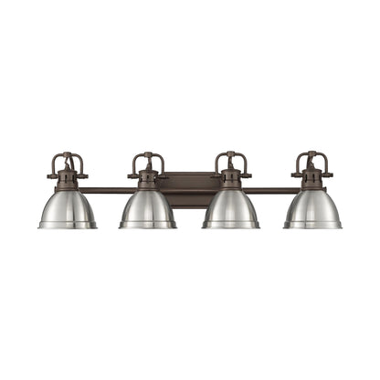 Duncan 4-Light Bath Vanity in Rubbed Bronze with Pewter - - Golden Lighting
