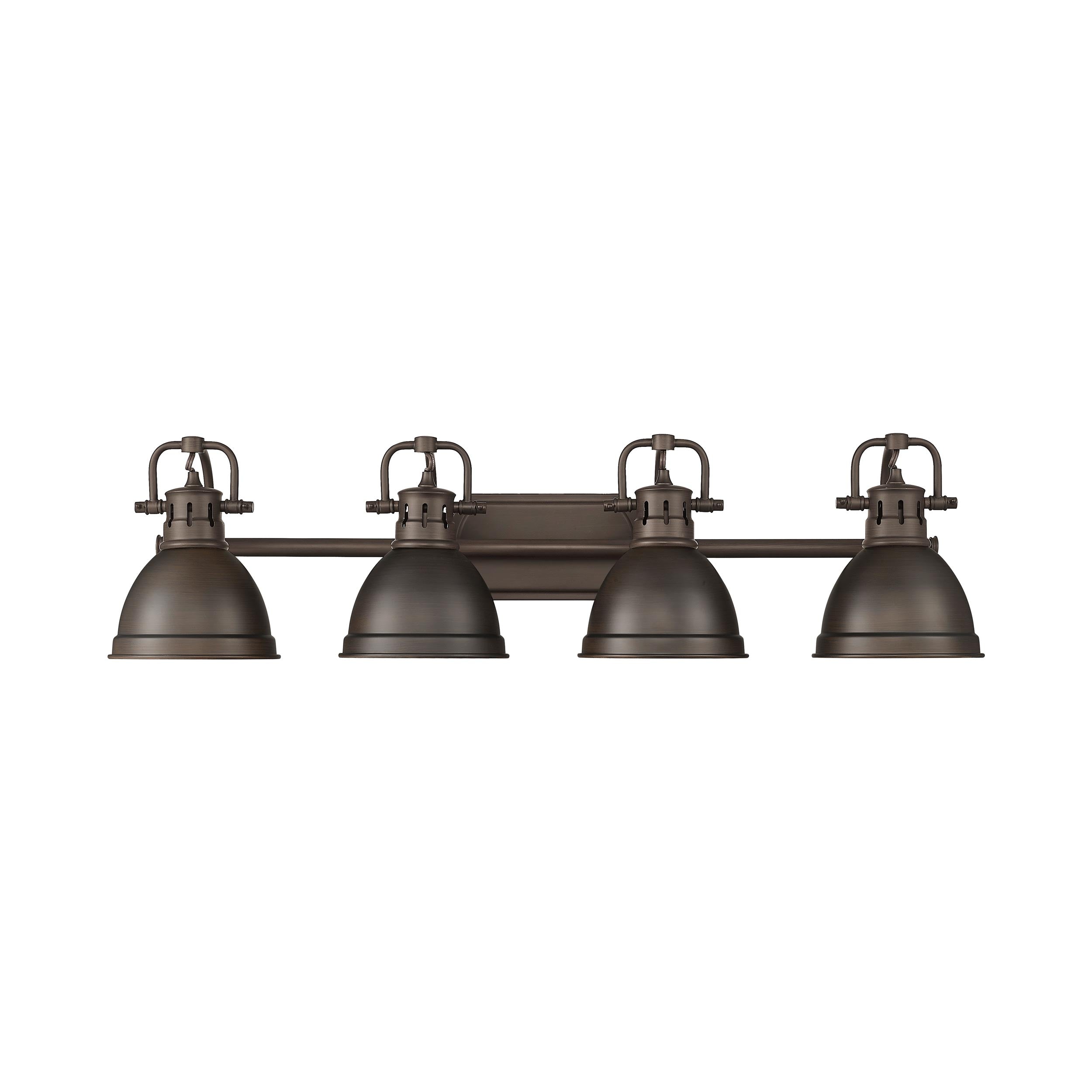 Duncan 4-Light Bath Vanity in Rubbed Bronze with Rubbed Bronze - - Golden Lighting