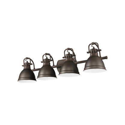 Yep by Golden Lighting Duncan 4-light Vanity in Rubbed Bronze and Rubbed Bronze shade