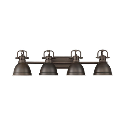 Duncan 4-Light Bath Vanity in Rubbed Bronze with Rubbed Bronze - - Golden Lighting