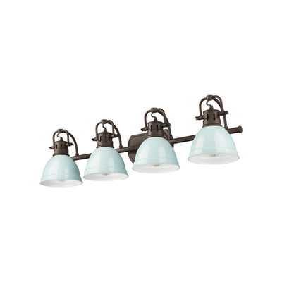Yep by Golden Lighting Duncan 4-light Vanity in Rubbed Bronze and Seafoam shade - Default Title - Golden Lighting