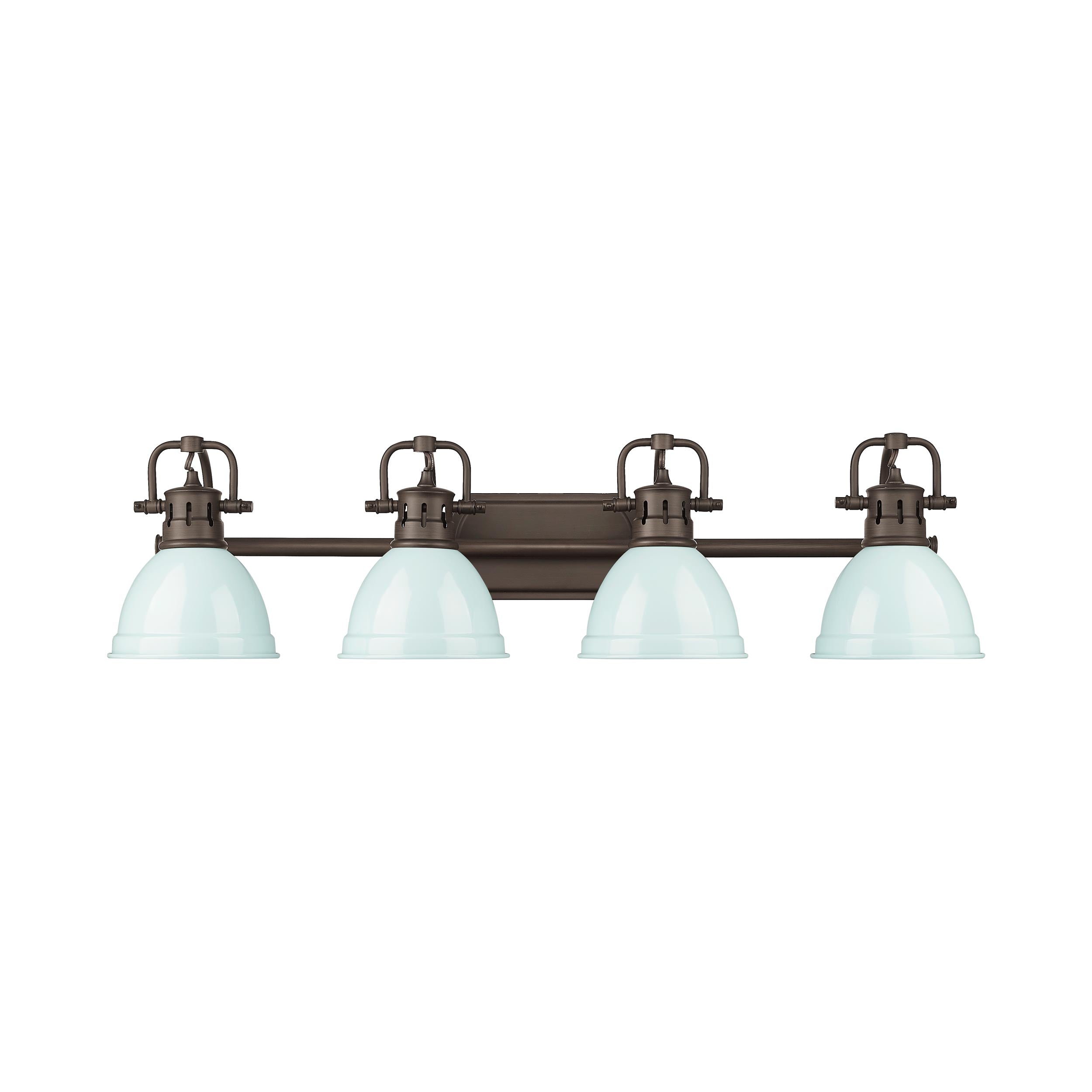 Duncan 4-Light Bath Vanity in Rubbed Bronze with Seafoam - - Golden Lighting