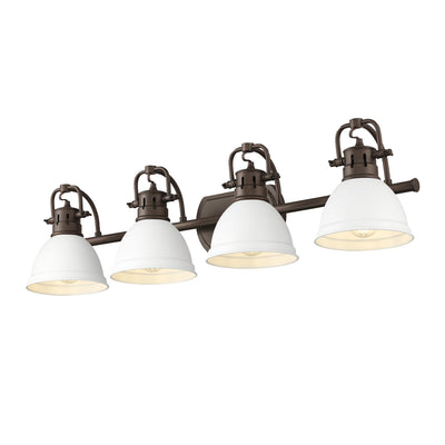 Yep by Golden Lighting Duncan 4-light Vanity in Rubbed Bronze and Matte White shade - - Golden Lighting
