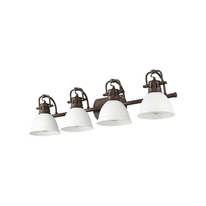 Yep by Golden Lighting Duncan 4-light Vanity in Rubbed Bronze and Matte White shade