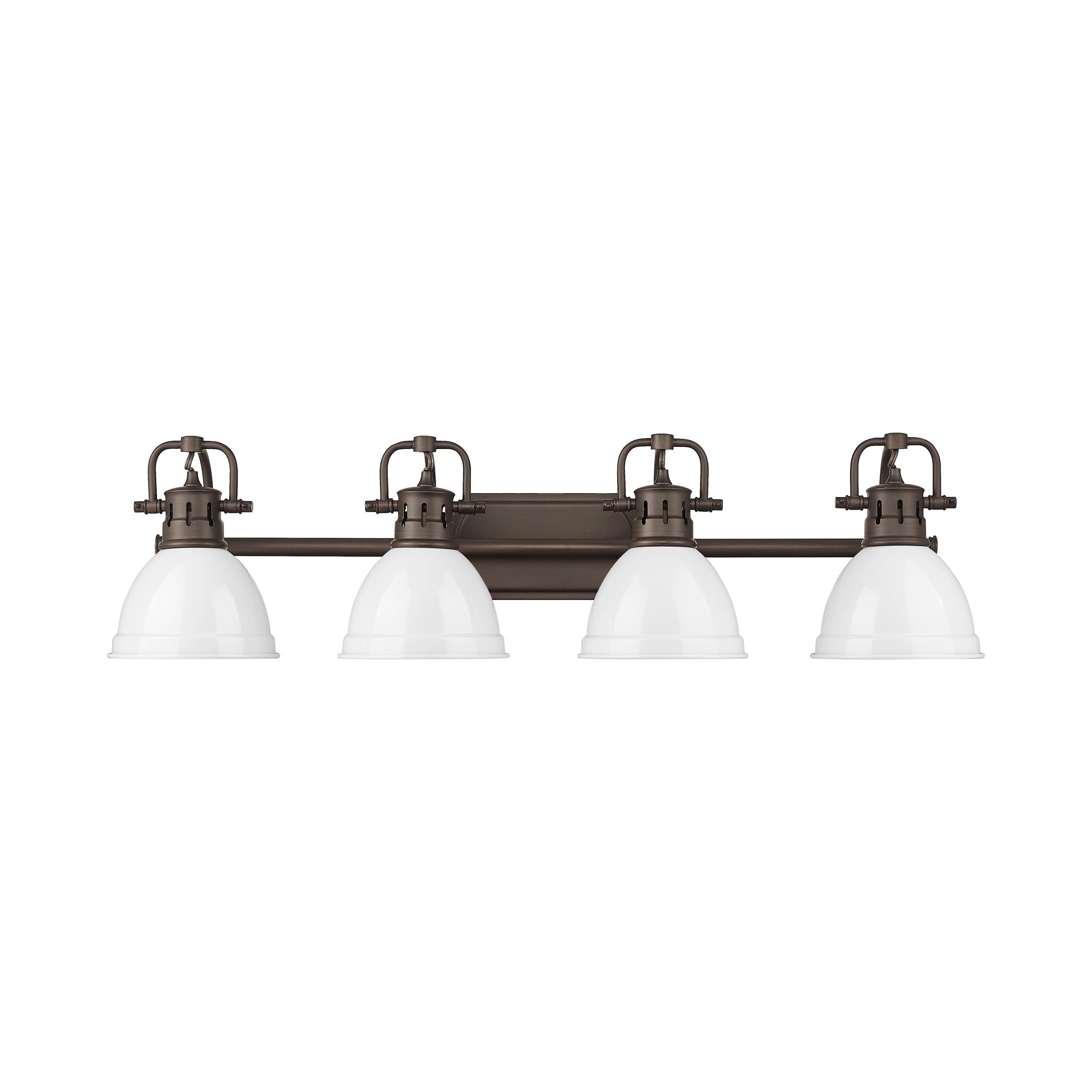 Duncan 4-Light Bath Vanity in Rubbed Bronze with White - - Golden Lighting