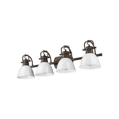 Yep by Golden Lighting Duncan 4-light Vanity in Rubbed Bronze and White shade - Default Title - Golden Lighting