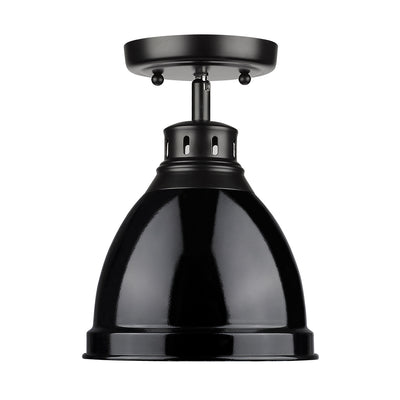 Duncan 1-light Flush Mount in Matte Black and Black shade - Golden Lighting