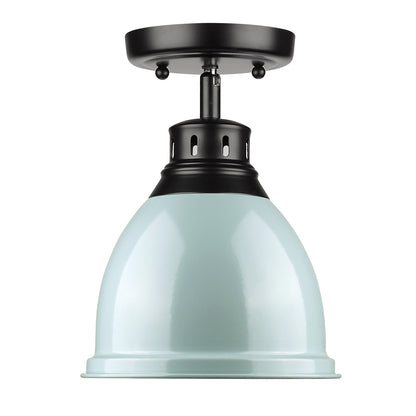 Duncan 1-light Flush Mount in Matte Black and Seafoam shade