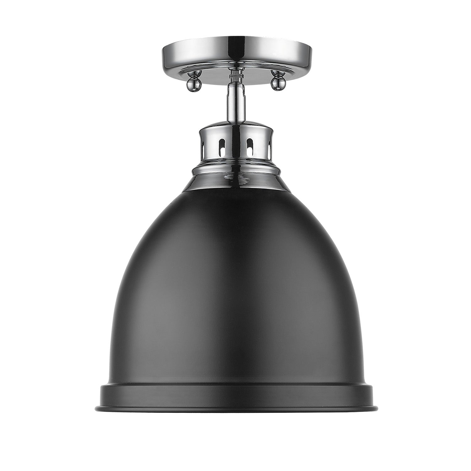 Duncan 1-light Flush Mount in Chrome and Matte Black shade