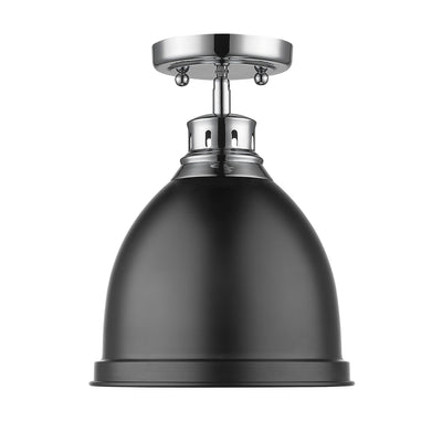 Duncan 1-light Flush Mount in Chrome and Matte Black shade - Golden Lighting