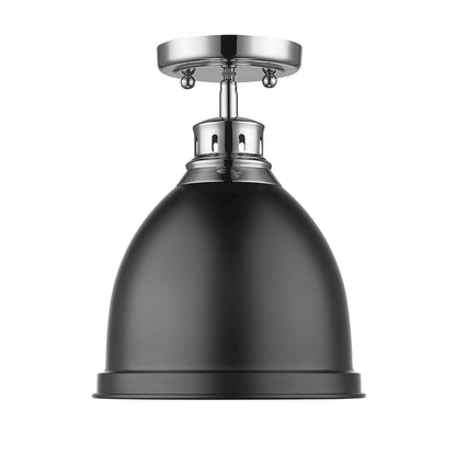 Duncan 1-light Flush Mount in Chrome and Matte Black shade