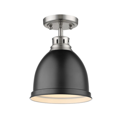 Duncan 1-light Flush Mount in Pewter and Matte Black shade