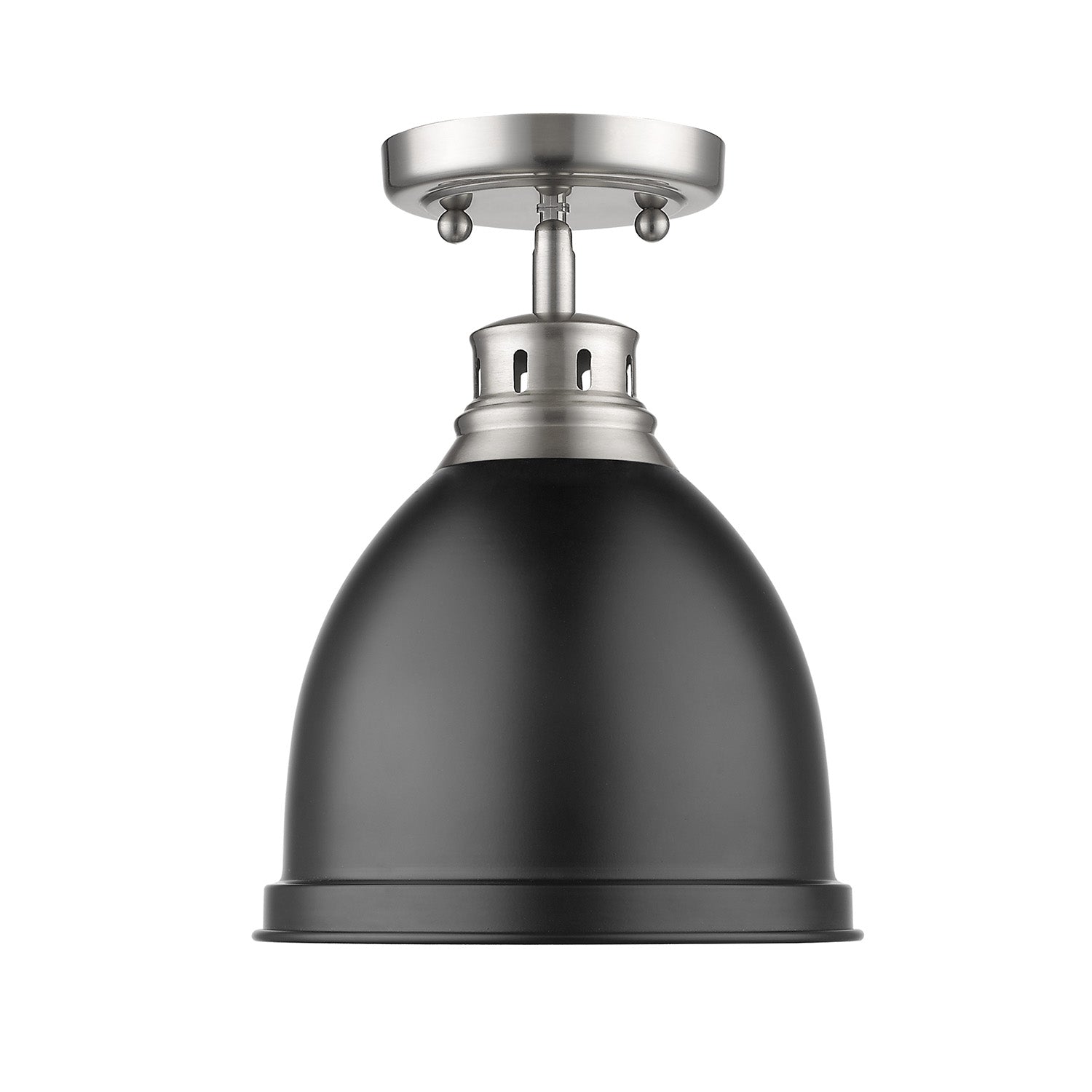 Duncan 1-light Flush Mount in Pewter and Matte Black shade