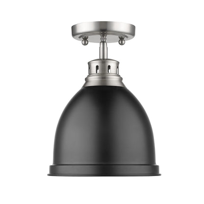 Duncan 1-light Flush Mount in Pewter and Matte Black shade