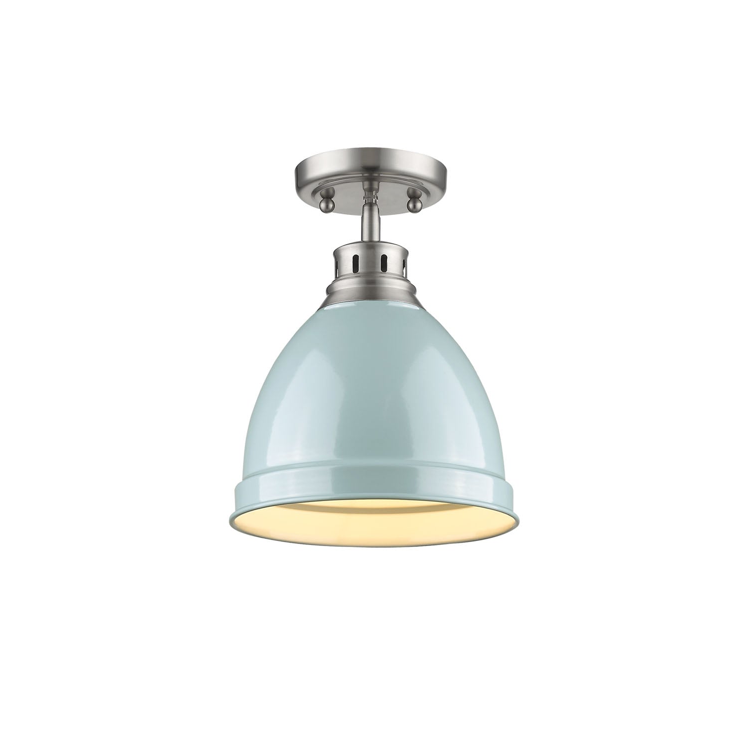 Duncan 1-light Flush Mount in Pewter and Seafoam shade